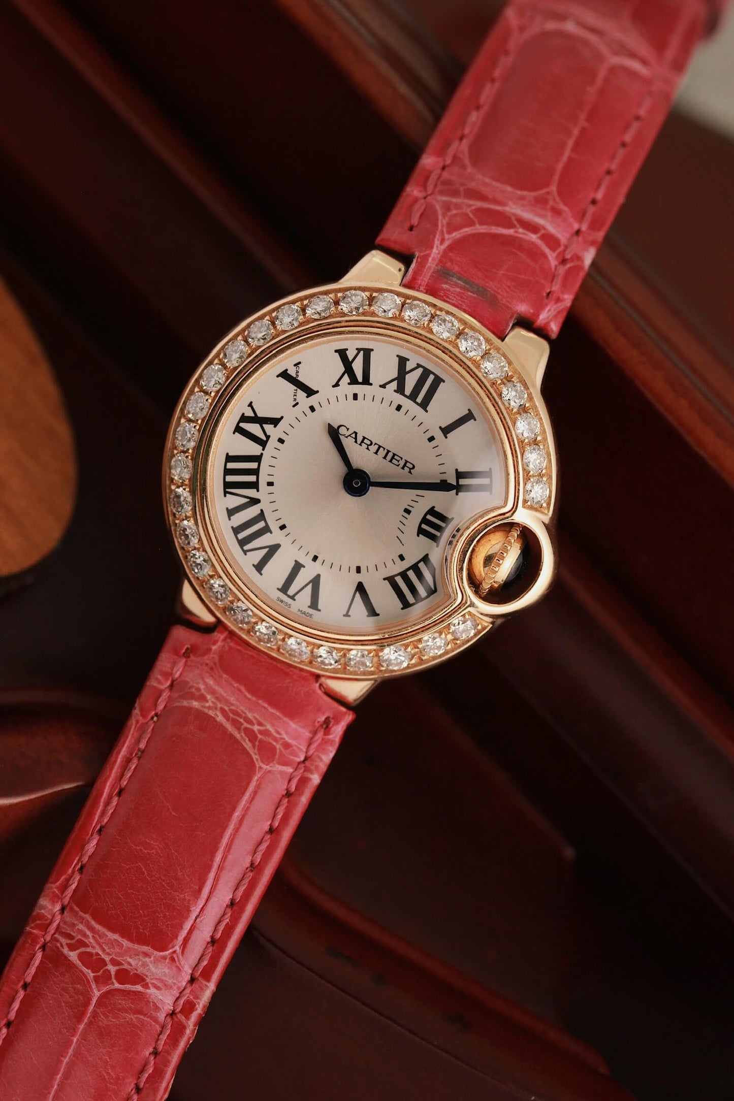 Cartier Ballon Bleu 28mm Rose Gold Diamond