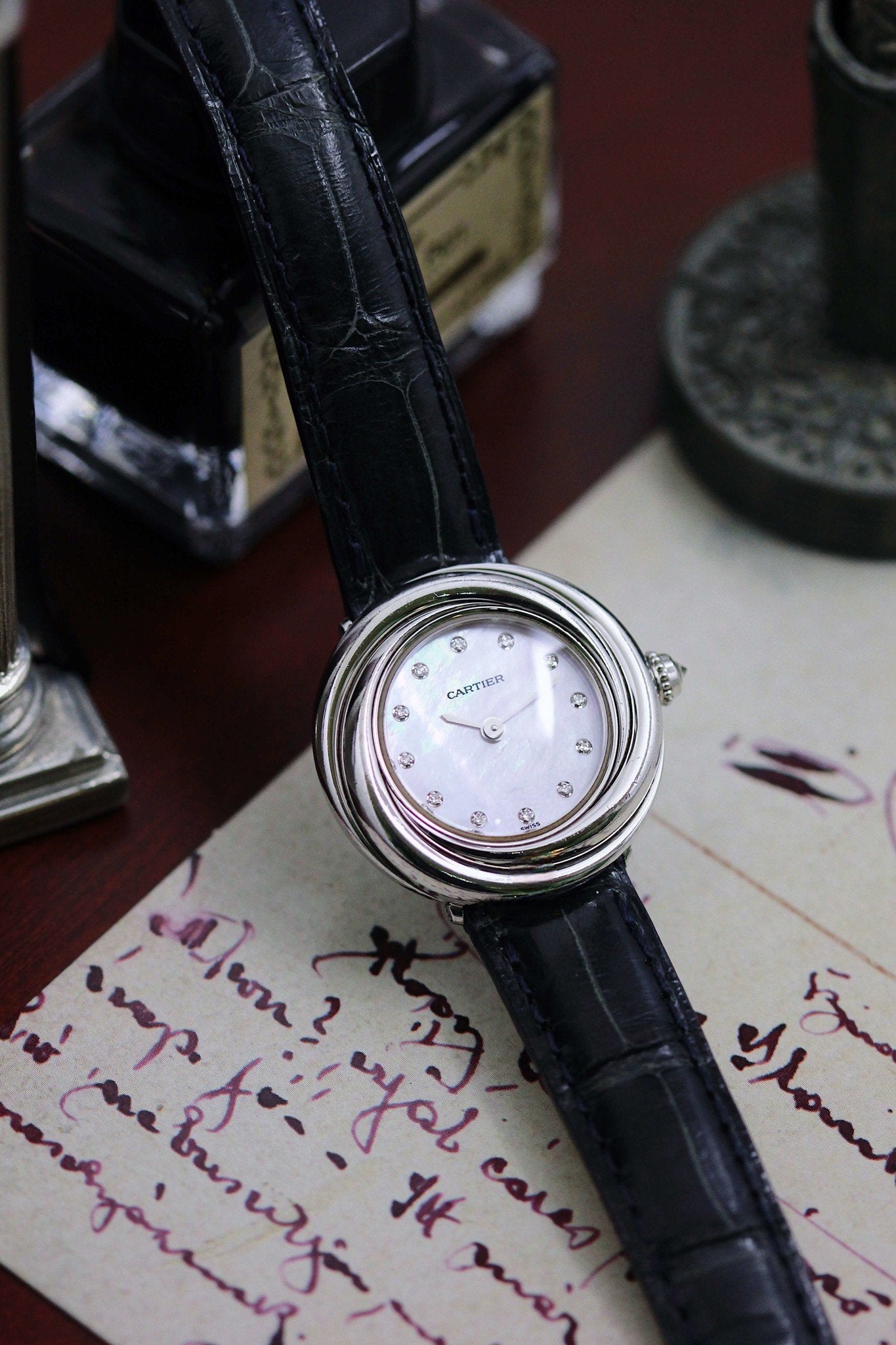 Must de Cartier Trinity Ref 2444 18K White Gold Diamond
